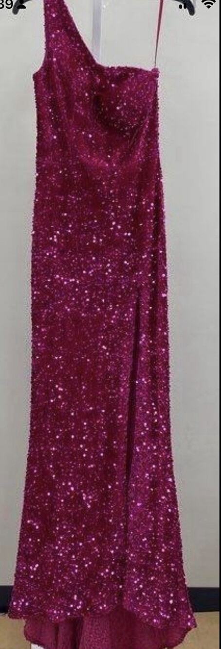 Clarisse Sequin Long Low Back Faux Velvet Formal Prom Dress Medium 6 34x59 Slit